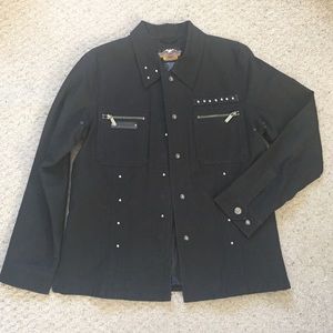 Black denim shirt
